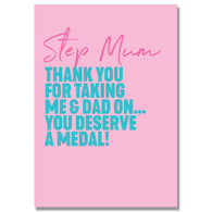 You Deserve A Medal Step Mum Card